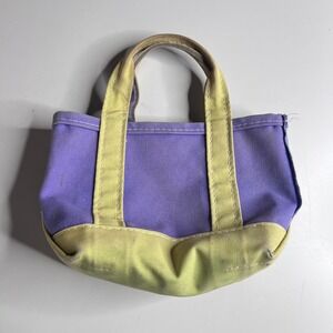 LL Bean Boat and Tote Mini Canvas Bag Purple Green Made in USA 0AML7